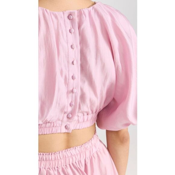 NWT o.p.t. One Pretty Thing Ida Dress Puff Sleeve Pink Wedding $159 Size Large - Picture 4 of 7